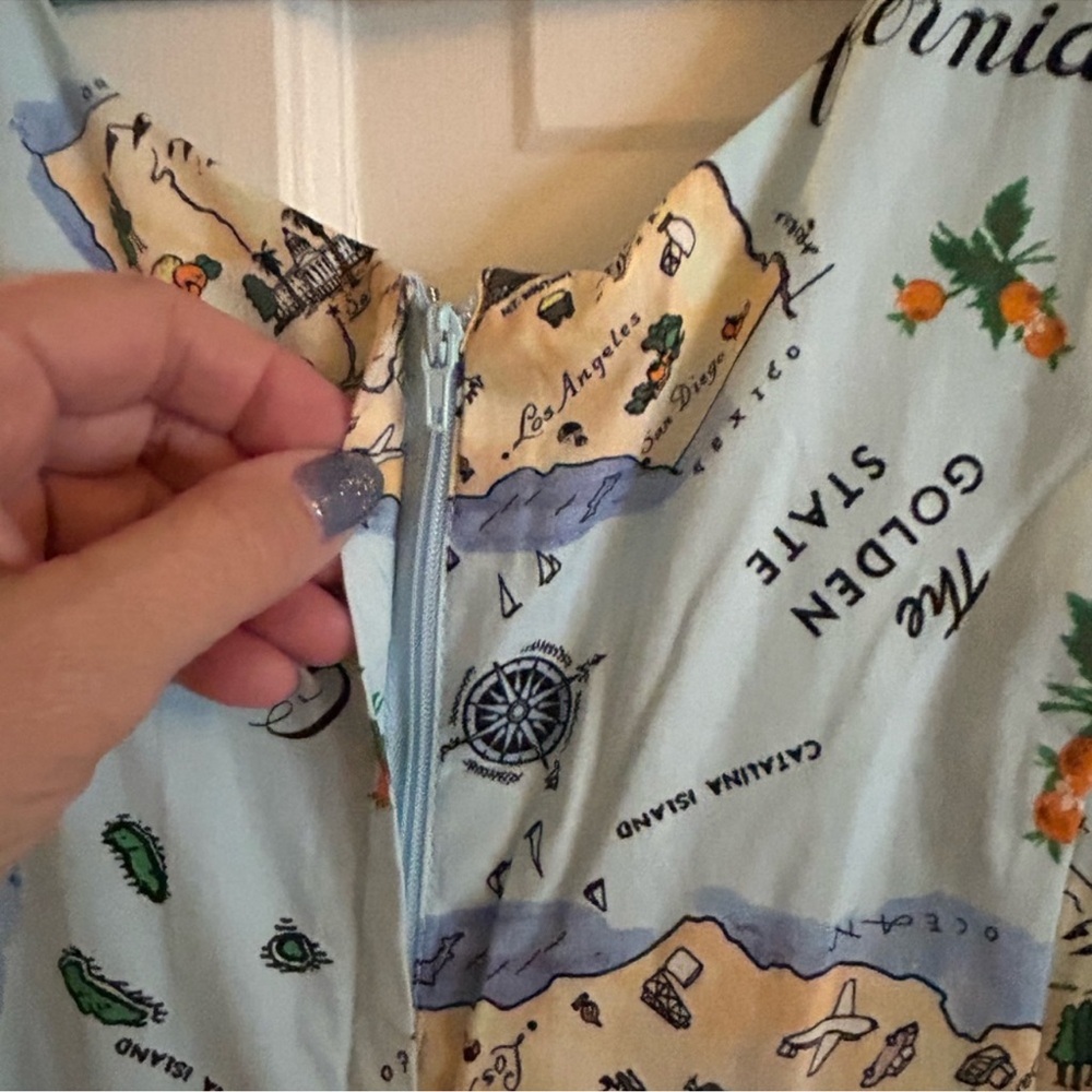 Modcloth Sky Blue California Map Pockets Mini Dress - Picture 4 of 5